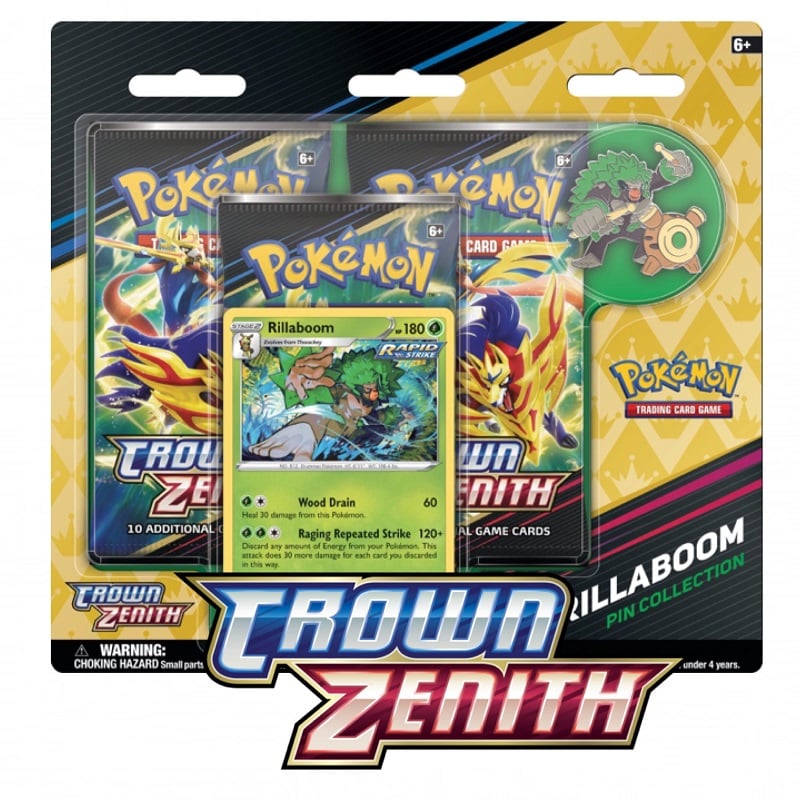 Pokémon Crown Zenith Rillaboom Pin Collection