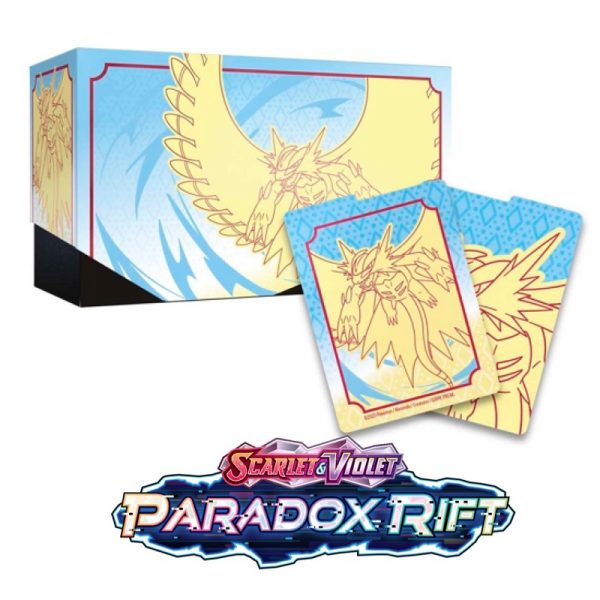 Pokemon TCG Paradox Rift Elite Trainer Box Roaring Moon Card holders